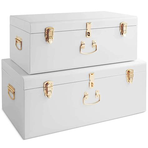 decorative metal trunk box|extra large metal storage trunk.